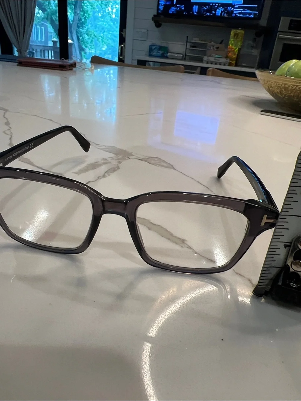 Tom Ford unisex Dark Brown Square Optical Glasses with Brown Case